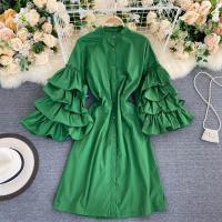 Polyester Shirt Dress mid-long style & loose Solid : PC