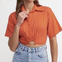 Polyester Slim & Crop Top Women Short Sleeve Shirt slimming Solid PC