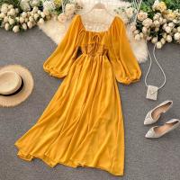 Chiffon Waist-controlled & long style One-piece Dress slimming Solid : PC