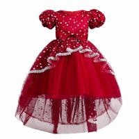 Cellulose Acetate Fibre Ball Gown Girl One-piece Dress with bowknot dot PC