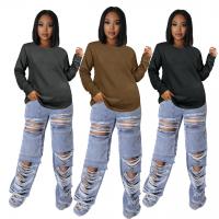 Polyester Plus Size Women Long Sleeve T-shirt Solid PC