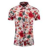 Polyester Slim & Plus Size Men Short Sleeve Casual Shirt printed shivering PC