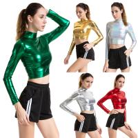Spandex & Polyester Slim & Crop Top Women Long Sleeve T-shirt Solid PC