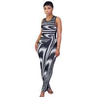 Spandex & Polyester Slim & long style One-piece Dress slimming printed abstract pattern black PC
