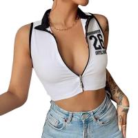 Spandex & Polyester Waist-controlled & Crop Top Tank Top printed letter white and black PC