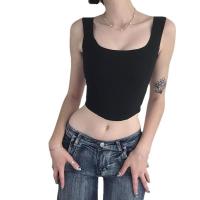Spandex & Polyester Slim & Crop Top Tank Top flexible & backless Solid black PC