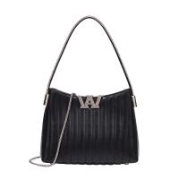 PU Leather Handbag soft surface & attached with hanging strap & with rhinestone PC