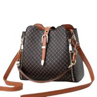 PU Leather Handbag large capacity & soft surface & attached with hanging strap geometric PC