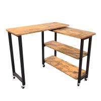MDF Board & Steel & PVC foldable Tea Table with pulley brown PC