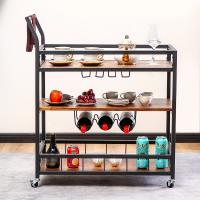 MDF Board & Stainless Steel & PVC triple layer Service Trolley with pulley black PC