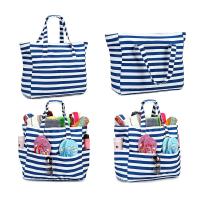Canvas Beach Bag Shoulder Bag large capacity & waterproof striped blue and white PC