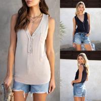 Polyester Women Sleeveless T-shirt & loose Solid PC