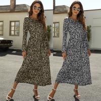 Polyester long style & Plus Size One-piece Dress patchwork leopard PC