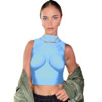 Spandex & Polyester Slim & Crop Top Women Sleeveless T-shirt flexible printed PC