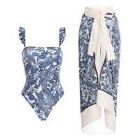 Polyester One-piece Swimsuit  printed shivering PC