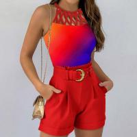 Polyester Women Casual Set & two piece short & tank top printed Set