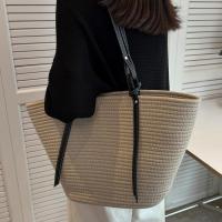 Straw Woven Shoulder Bag large capacity & soft surface Solid PC