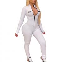 Polyester Long Jumpsuit slimming printed letter white PC