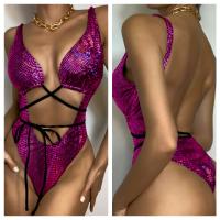 Polyester One-piece Swimsuit backless & skinny style fuchsia PC