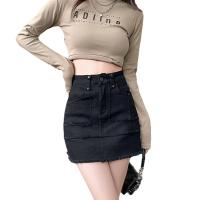 Cotton Denim A-line Skirt plain dyed Solid PC