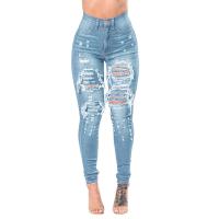 Cotton Denim Ripped & High Waist Women Jeans pencil pant washed Solid PC