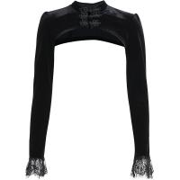 Lace Women Long Sleeve Blouses & hollow patchwork Solid black PC