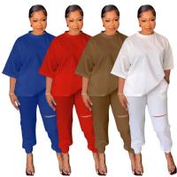 Poliéster Conjunto casual de las mujeres, Pantalones largos & parte superior, Sólido, más colores para elegir,  Conjunto