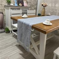 Cotton Linen & Polyester Tassels Table Cloth & hollow striped PC