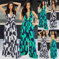 Polyester Wide Leg Trousers Long Jumpsuit flexible printed striped PC