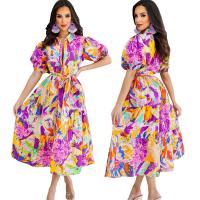Polyester One-piece Dress mid-long style printed PC