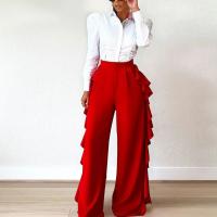 Polyester Wide Leg Trousers slimming patchwork Solid PC