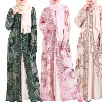Sequin & Polyester long style Middle Eastern Islamic Muslim Dress  embroider PC