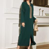 Polyester long style & front slit Middle Eastern Islamic Muslim Dress & loose patchwork Solid PC