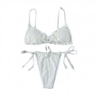 Polyester Bikini backless & two piece & padded white Set