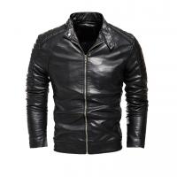PU Leather Men Motorcycle Leather Jacket & thermal Solid PC