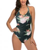 Polyester One-piece Swimsuit & skinny style green PC