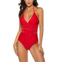 Polyamide One-piece Swimsuit deep V & skinny style Solid PC