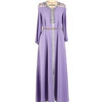 Polyester long style Middle Eastern Islamic Muslim Dress large hem design iron-on purple PC