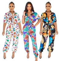 Polyester Slim & High Waist Long Jumpsuit printed PC