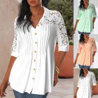 Polyester Slim Women Five Point Sleeve Shirt spring and summer design patchwork Solid PC
