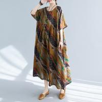 Cotton long style & A-line One-piece Dress loose printed mixed pattern mixed colors PC