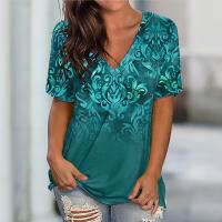 Polyester Vrouwen korte mouw T-shirts Afgedrukt verschillende kleur en patroon naar keuze stuk