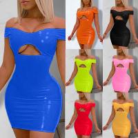 Polyester High Waist Sexy Package Hip Dresses & hollow Solid PC