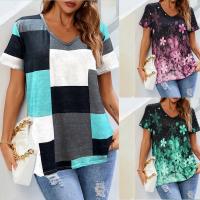 Polyester Vrouwen korte mouw T-shirts Afgedrukt verschillende kleur en patroon naar keuze stuk
