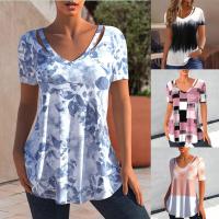 Polyester Frauen Kurzarm T-Shirts, Gedruckt, unterschiedliches Muster zur Auswahl,  Stück