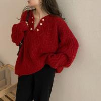 Acrylic Women Sweater slimming knitted Solid : PC