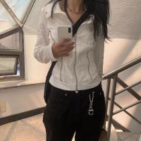 Polyester Slim Women Coat patchwork Solid white PC