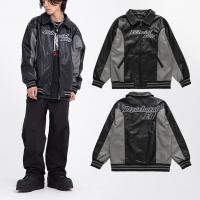 Polyester Men Motorcycle Leather Jacket & loose & unisex embroidered letter PC