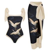 Polyester One-piece Swimsuit slimming & backless  printed bird pattern PC