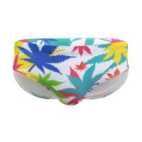 Spandex & Polyester Men Swimming Brief flexible & breathable printed leaf pattern mixed colors PC